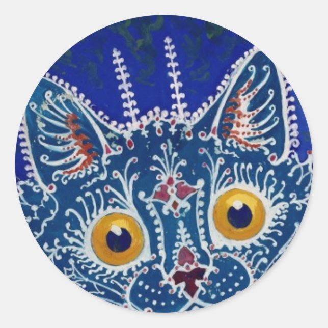 Vintager Blue Cat Sticker (Vorderseite)