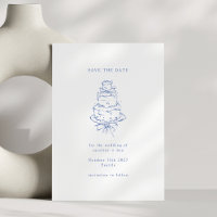 Vintager Blue Doodle Minimalistischer Hochzeitstor