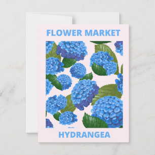Vintager Blue Hydrangea-Blume-Markt Mitteilungskarte