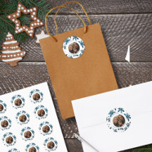 Vintager Blue Snowflake Weihnachtsaufkleber für Fo