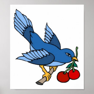 Vintager Bluebird und Kirries Tattoo Art Poster