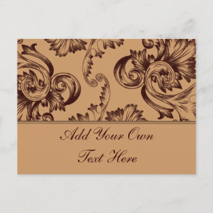 Vintager Blüh (Dunkelbraun) Postkarte