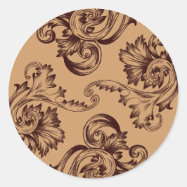 Vintager Blüh (Dunkelbraun) Runder Aufkleber