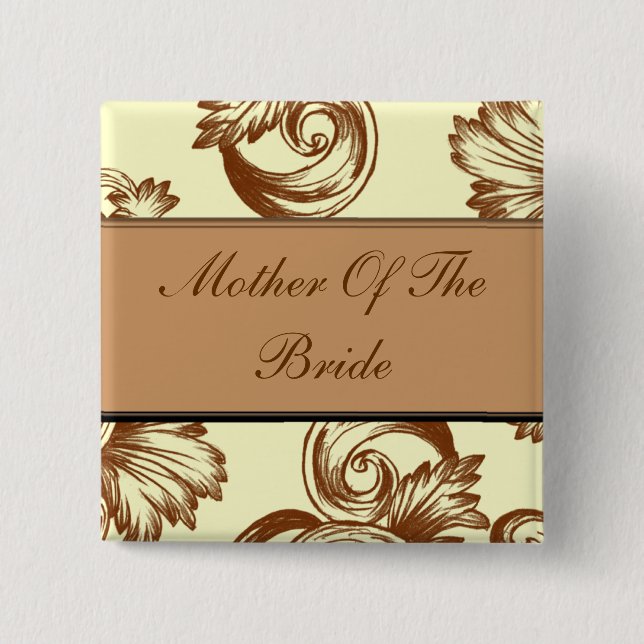 Vintager Blüh (hellbraun) Button (Vorderseite)