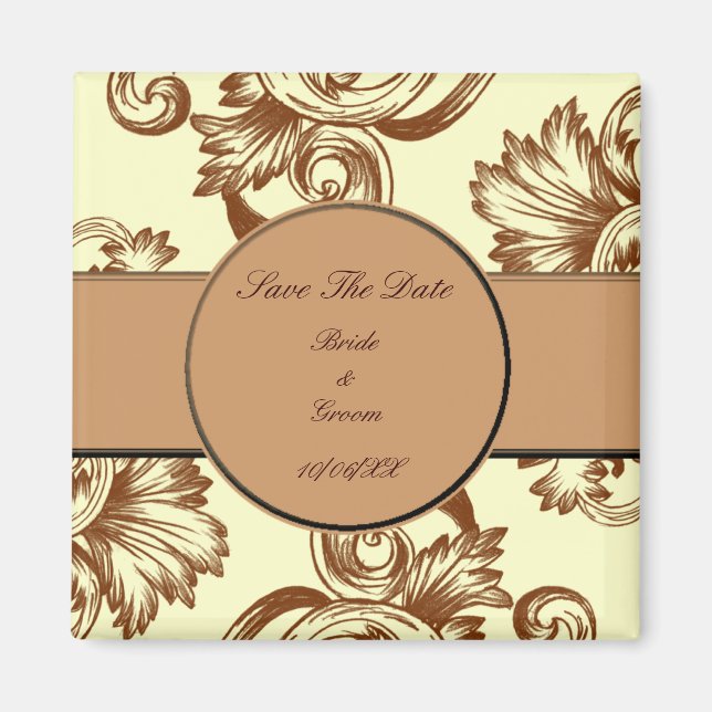 Vintager Blüh (hellbraun) Magnet (Vorne)