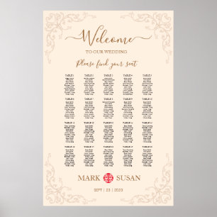 Vintager Blüh-Rahmen Chinesischer Hochzeitssitz Poster