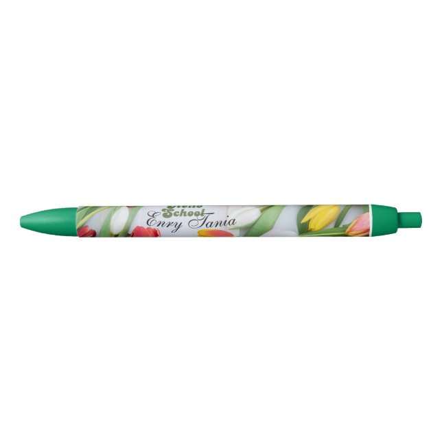 Vintager, blühender, personalisierter grüner Decke Kugelschreiber (Vorderseite)