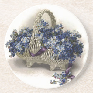 Vintager Blumen-Korb-Vergissmeinnicht-Untersetzer Sandstein Untersetzer