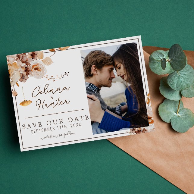 Vintager Blumenaustalt Getrocknete Blume Wasserfar Save The Date (Von Creator hochgeladen)