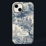 Vintager Blumenchic Blue Toile de jouy Monogram Case-Mate iPhone 14 Hülle<br><div class="desc">Elegant Vintag Blue toile de jouy monogram iPhone case. Schönes nahtloses Toile de jouy Muster Blau auf weißem Hintergrund. Die Toilabdrücke sind ein Alltagswut, ein elegantes und verziertes Vintages Jouy mit exotischen Damast-Mustern, einem lustigen Stil, der derzeit für Wohngestaltung, Kleidung, Handy und IPad Hüllen, Einladungen und vieles mehr anzieht. Das...</div>