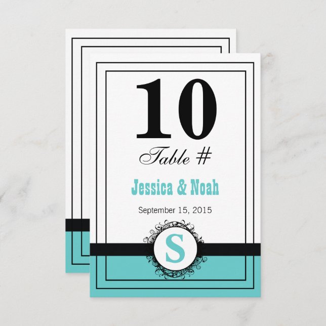 Vintager BlumenDamast Hochzeitstisch Nr. Einladung (Vorne/Hinten)