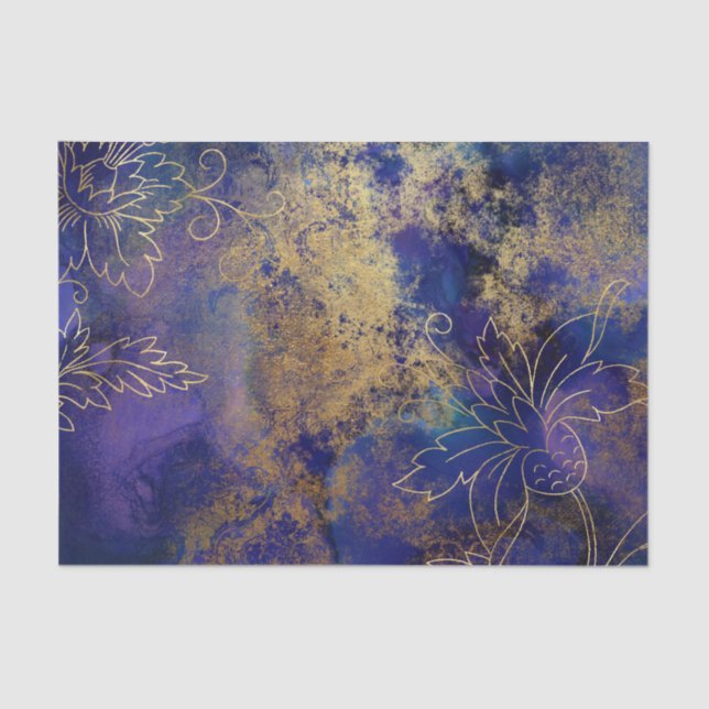 Vintager BlumenDamast Seidenpapier (Vorderseite)