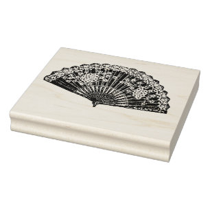 Vintager Blumendamen-Fan-Gummikunst-Briefmarke Gummistempel