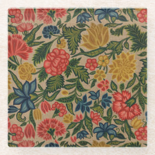 Vintager Blumendesigner Glasuntersetzer