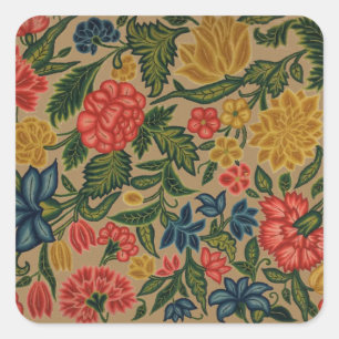 Vintager Blumendesigner Quadratischer Aufkleber