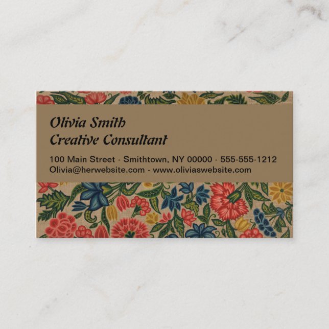 Vintager Blumendesigner Visitenkarte (Vorderseite)