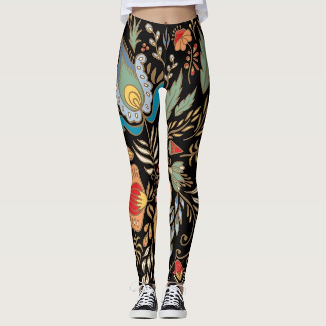 Vintager Blumendoodle: Orientalisches Design. Leggings (Vorderseite)