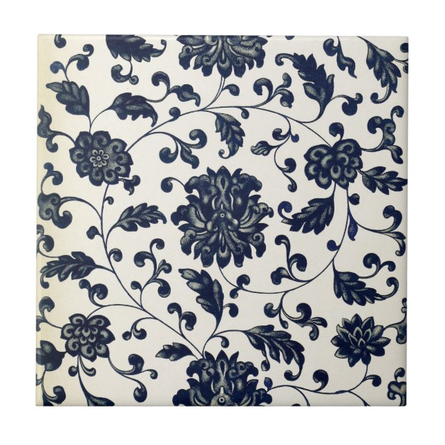 Vintager Blumenentwurf Fliese (Vorderseite)