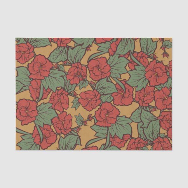 Vintager Blumenfrühling und Sommermuster Seidenpapier (Vorderseite)