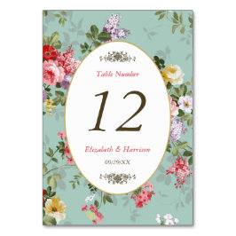 Vintager Blumengarten Botanische Hochzeit Tischnummer