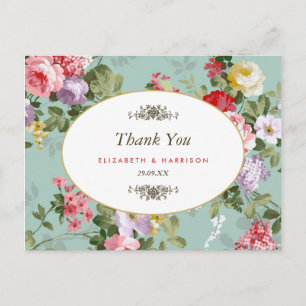 Vintager Blumengarten Botanische Hochzeit Vielen D Postkarte