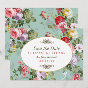 Vintager Blumengarten Botanisches Save the Date