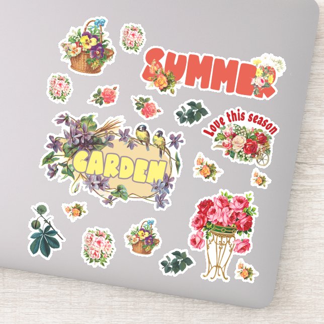 Vintager Blumengarten Lover Aufkleber (Detail)