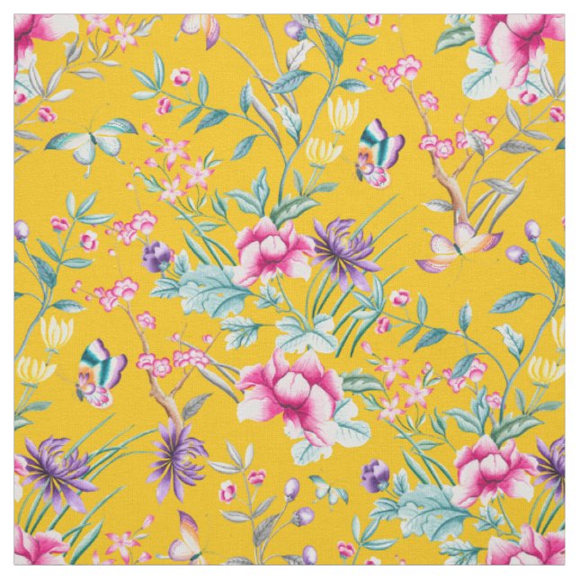 Vintager Blumengarten Regenbogen Schmetterling Gel Stoff (Muster)