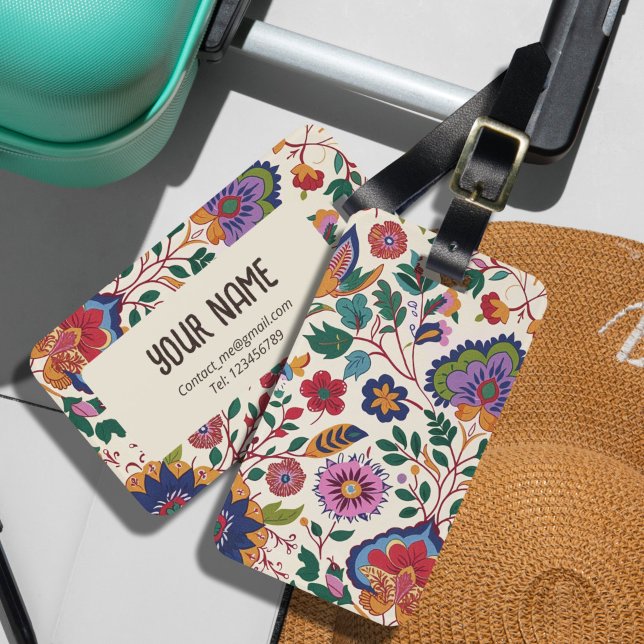 Vintager Blumengarten Romantischer Stil Gepäckanhänger (The beautiful retro vintage floral garden personalized luggage tag.)