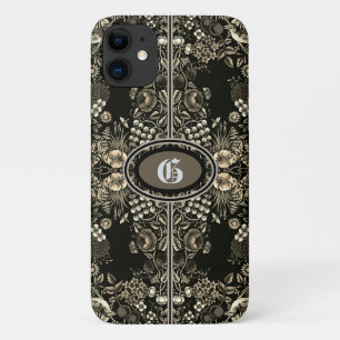 Vintager Blumengarten Sepia Mit Monogramm Case-Mate iPhone Hülle