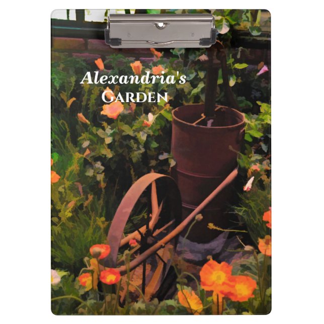 Vintager Blumengarten Wasserfarben Blütenmassage Klemmbrett (Vorderseite)