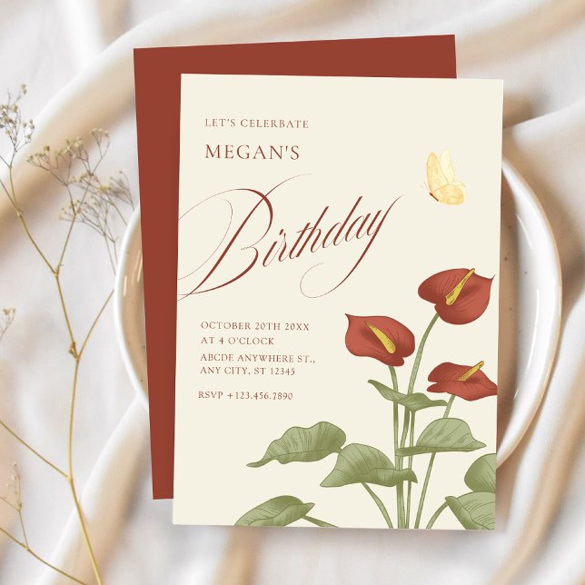 Vintager Blumengeburtstag Einladung (Von Creator hochgeladen)