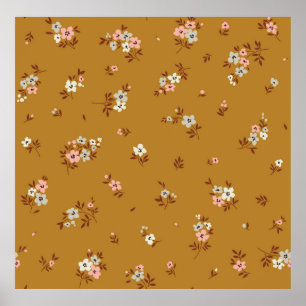 Vintager blumengeschmückter Hintergrund. Blumenmus Poster