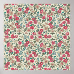 Vintager blumengeschmückter Hintergrund. Blumenmus Poster
