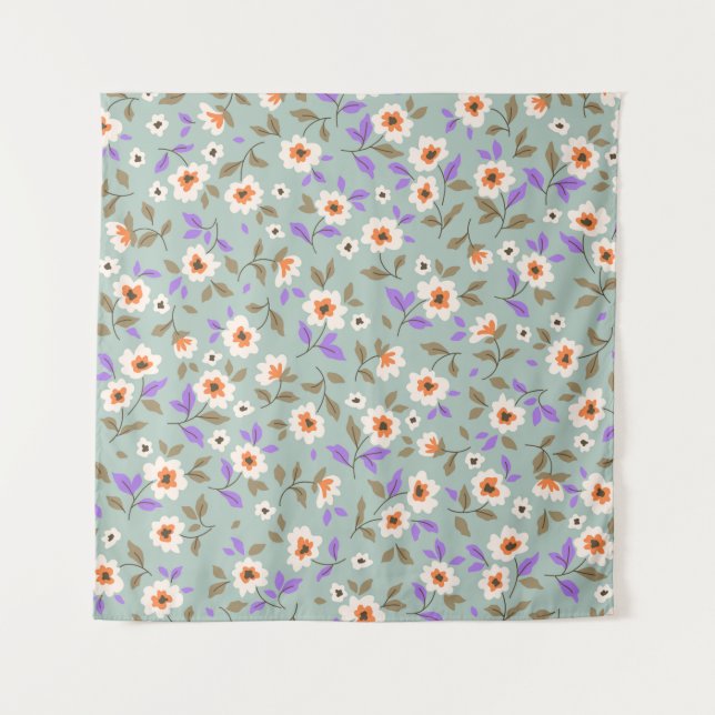 Vintager blumengeschmückter Hintergrund. Blumenmus Wandteppich (Vorderseite)