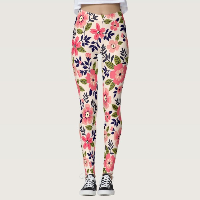 Vintager blumengeschmückter Hintergrund, göttlich  Leggings (Vorderseite)