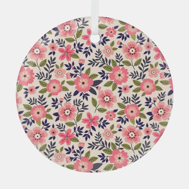 Vintager blumengeschmückter Hintergrund, göttlich  Ornament Aus Glas (Vorderseite)