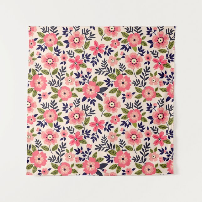 Vintager blumengeschmückter Hintergrund, göttlich  Wandteppich (Vorderseite)