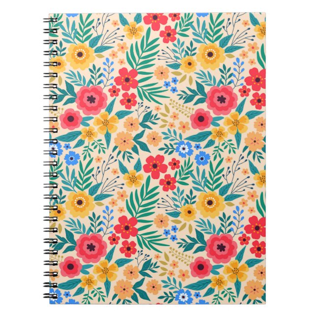 Vintager blumengeschmückter Hintergrund. Nahtloses Notizblock (Vorderseite)