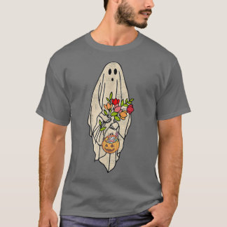 Vintager Blumenghost Halloween Pumpkin Jack O Lant T-Shirt