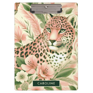 Vintager BlumenJungle Leopard Klemmbrett