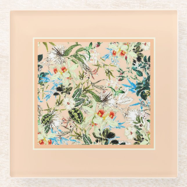 Vintager Blumenkohl Glasuntersetzer (Vorderseite)