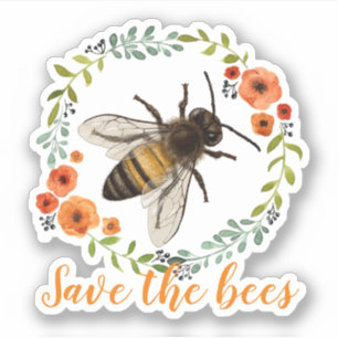 Vintager Blumenkranz Rettete die Bienen Aufkleber