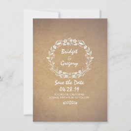 Vintager Blumenkranz Save the Date Einladungen