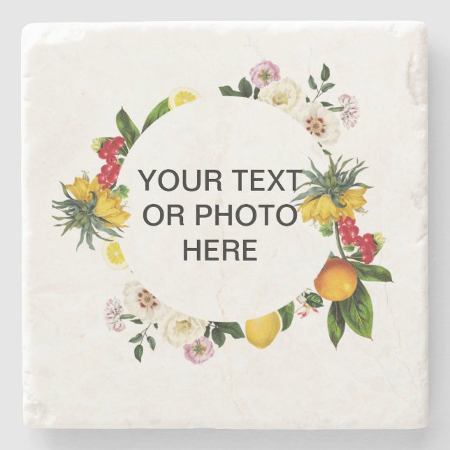 Vintager Blumenkranz Steinuntersetzer (Vorderseite)