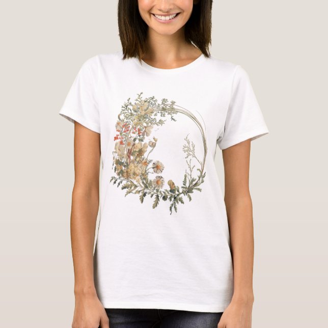 "Vintager Blumenkranz T - Shirt - Elegant Botanisc (Vorderseite)