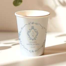 Vintager Blumenkranz Toile Etwas Blaues Wappen Pappbecher