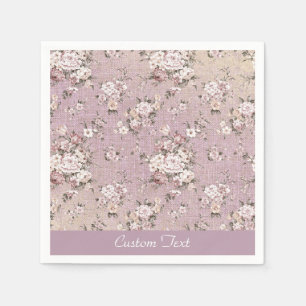 Vintager Blumenlavendel Weiße Blume Personalisiert Serviette