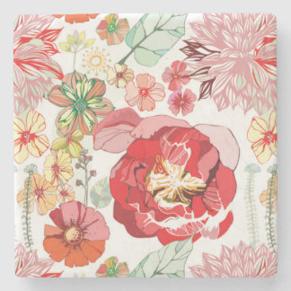 Vintager BlumenmarmorsteinUntersetzer Steinuntersetzer