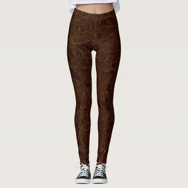 Vintager Blumenmuster Erntedank-Herbst-Fall Leggings (Vorderseite)